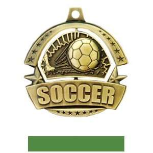   Soccer Medals M 720S GOLD MEDAL/GREEN RIBBON 2.25