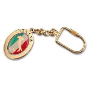   Gold Key Chain Italian Flag With Boot Center Spins 