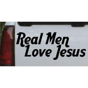 Black 40in X 16.0in    Real Men Love Jesus Text Only Christian Car 
