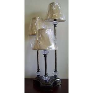  French Style Buffet 3 Light Tier Table Lamp Lights Glass 