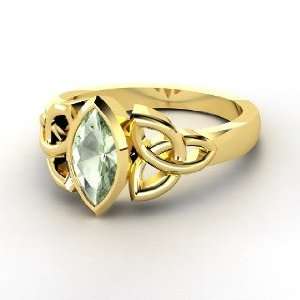  Caitlin Ring, 14K Yellow Gold Ring with Green Amethyst 