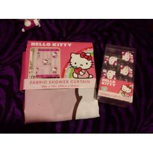  Hello Kitty on Telephone Shower Curtain and Hooks Girls 
