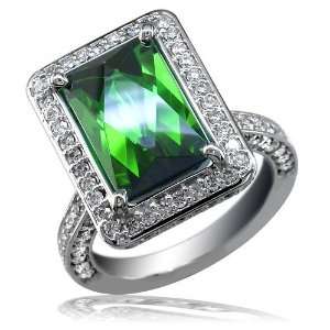  LATITUDE deep green tourmaline ring with diamonds LR 