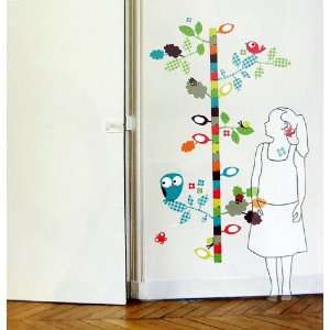  Birdy Height Gauge Growth Chart Wall Stickers Removable 