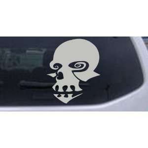 Silver 6in X 5.0in    Tribal Skull Mask Skulls Car Window Wall Laptop 