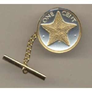   24k Gold on Sterling Silver World Coin Tie Tack   Cape Verde 1 escudos