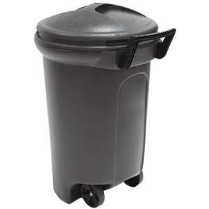  United Solutions 32 Gallon Wheeled Round Trash Can, Black 