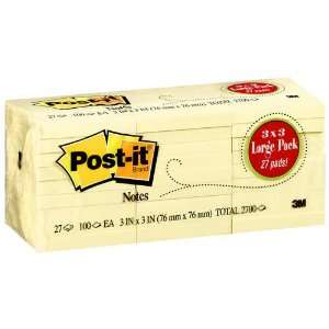  Post it Notes   27 pads   CASE PACK OF 4