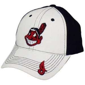  MLB CLEVELAND INDIANS WHITE BLU VELCRO BASEBALL HAT CAP 