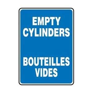 EMPTY CYLINDERS (BILINGUAL FRENCH) Sign   20 x 14 Adhesive Dura 