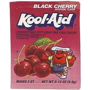 Kool Aid Black Cherry Unsweetened Soft Drink Mix, 0.13 Ounce Envelopes 