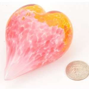 Murano Design Glass Art Pink Scaly Pattern Heart Paperweight PW 6143 