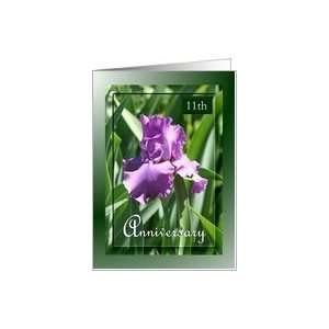  11th Anniversary ~ Flower / Purple Iris and leaves Card 