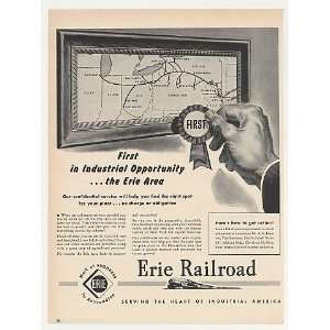  1949 Erie Railroad First Industrial Area Route Map Print 