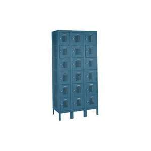 Ventilated Locker Six Tier 12x12x12 18 Door Assembled Blue  