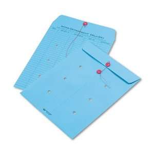   Colored Paper String & Button Interoffice Envelope, 10 x 13, Blue 