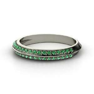  Full Frontal Pave Ring, Sterling Silver Ring with Emerald 