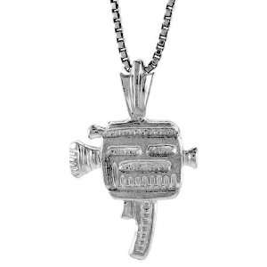  Sterling Silver 5/8 in. (16mm) Tall Movie Camera Pendant Jewelry