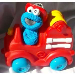  Sesame Street Cookie Monster Rubber Fire Truck Toy Toys & Games