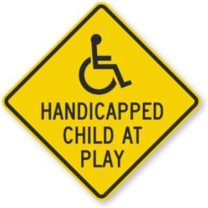  Handicapped Child At Play Fluorescent Yellow Sign, 24 x 