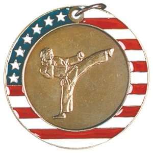 Stars & Stripes Karate Medals with Red White Blue Neck Ribbon. (Any 