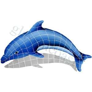  Medium Blue Dolphin Pool Accents Blue Pool Glossy Ceramic 