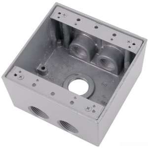 Device Outlet Box, 2 Gang, 5 Hub, 4 5/8 Inch Width by 2 1/16 Inch 