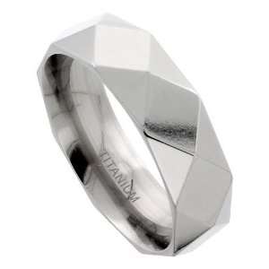    Titanium 8 mm (5/16 in.) Faceted Comfort Fit Band 8.5 Jewelry