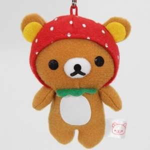  San X Rilakkuma plush charm brown bear strawberry Toys 