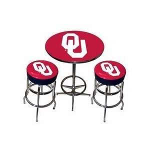  Oklahoma Sooners MVP Chrome Pub Table with Two Bar Stools 