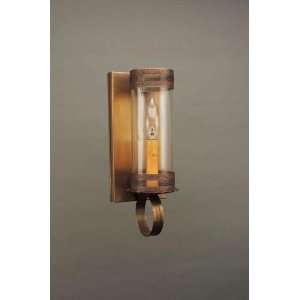 Wall Sconce With Galley 3 x 8 Glass Cylinder Dark Antique Brass 1 