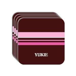 Personal Name Gift   YUKIE Set of 4 Mini Mousepad Coasters (pink 