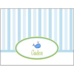   Folded Note Cards   Blue Whale Stripe