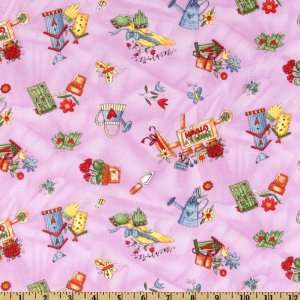  44 Wide Garden Welcome Toss Purple Fabric By The Yard 