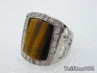Real Tigereye Opal silver Crystal Ring size 8.9.10.11  