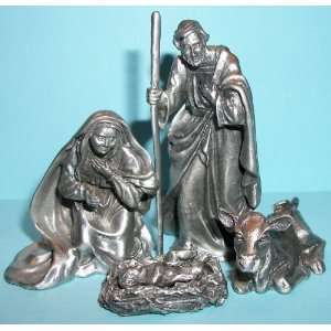   Pewter Nativity Holy Family Jesus, Mary, Joseph 