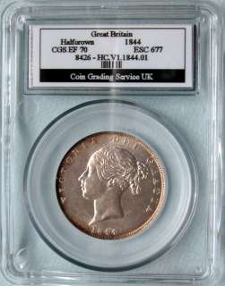 1844 Victoria Silver Halfcrown Slabbed CGS EF 70 Valued £700.  