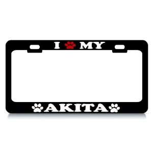  I LOVE MY AKITA Dog Pet Auto License Plate Frame Tag 
