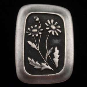 Mid Century Flower Pin Rune Tennesmed Sweden Pewter Brooch  