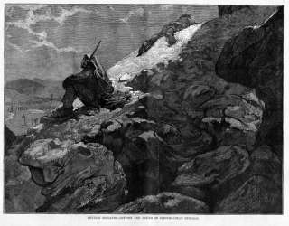 SICILIAN BRIGANDS OUTPOST CAVE, ITALY ANTIQUE ENGRAVING  