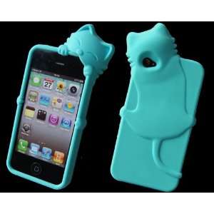  Blue Cute Lovely 3D Cat Silicone Case Back Cover for Apple 