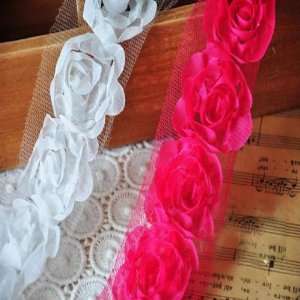 com 3D Dimensional Embroidered Flower Lace Material for Arts & Crafts 