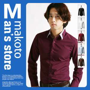 MAKOTO Mens Trendy Slim Line Dress Casual Shirts MS038S  