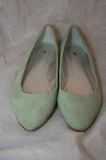 JCREW Suede Coralie Flats 7.5 Eucalyptus Green $128  