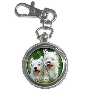  Westie Puppy Dog 3 Key Chain Pocket Watch N0644 