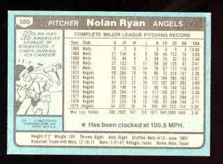 1980 Topps, #580, Nolan Ryan, Los Angeles Angels  