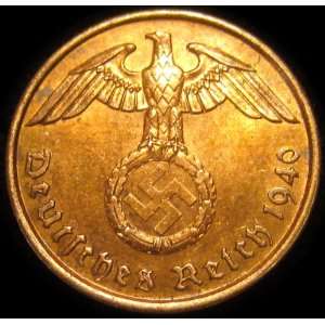  Real German Third Reich 1940A Ten Reichspfennig Coin 