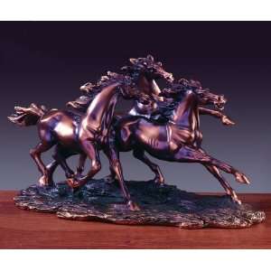  3 Running Horses Statue 