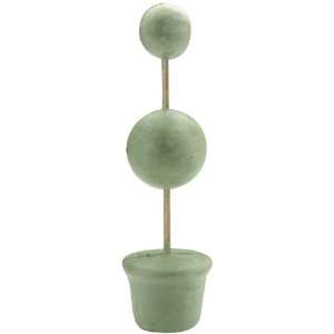  Topiary Form 3x14 Base w/2 & 3 Balls Green