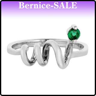 Xmas Gift Sparkly Jewelry Green Emerald 925 Sterling Silver Ring Size 
